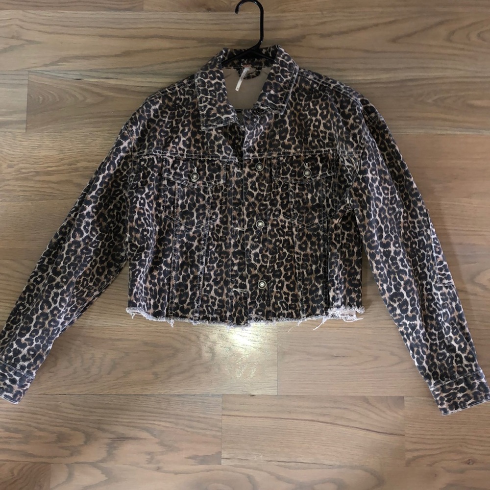 Leopard Free People Denim Jacket